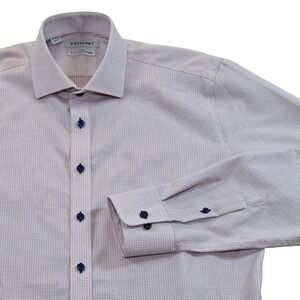 Twillory Trim Fit Non Iron Safe Cotton Dress Shirt Patterned Mens 16 34/35 Large